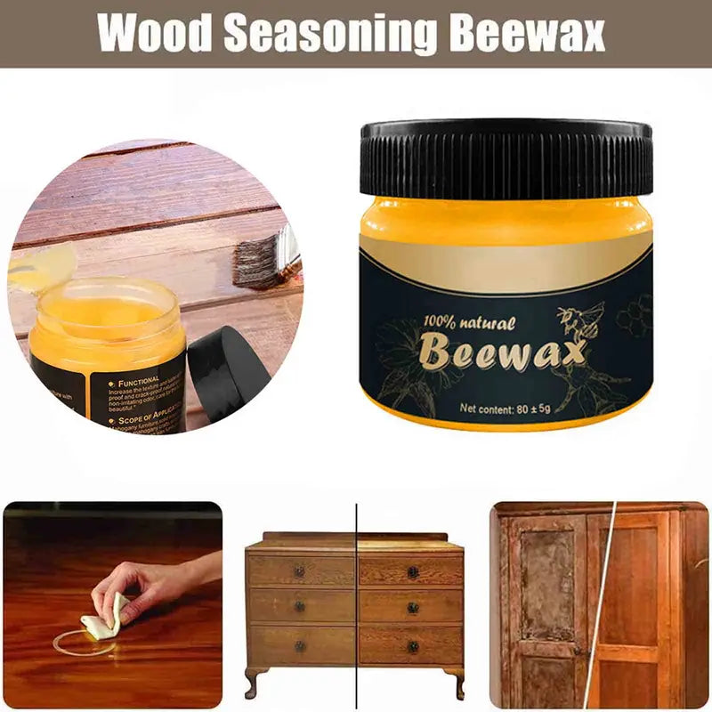 Wooden Furniture Beeswax Polish & Care Set - Natural Organic Wax for Repairs & Maintenance