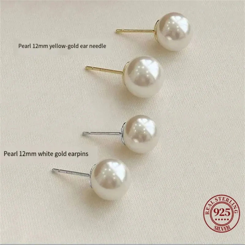 Sterling Silver Pearl Earrings 4-14mm Stud Jewelry for Women Gift