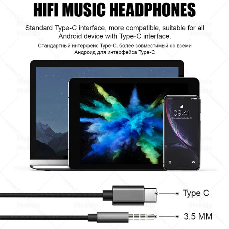 Type C Wired Earphones for Samsung Galaxy & A Series - 3.5mm Headphones