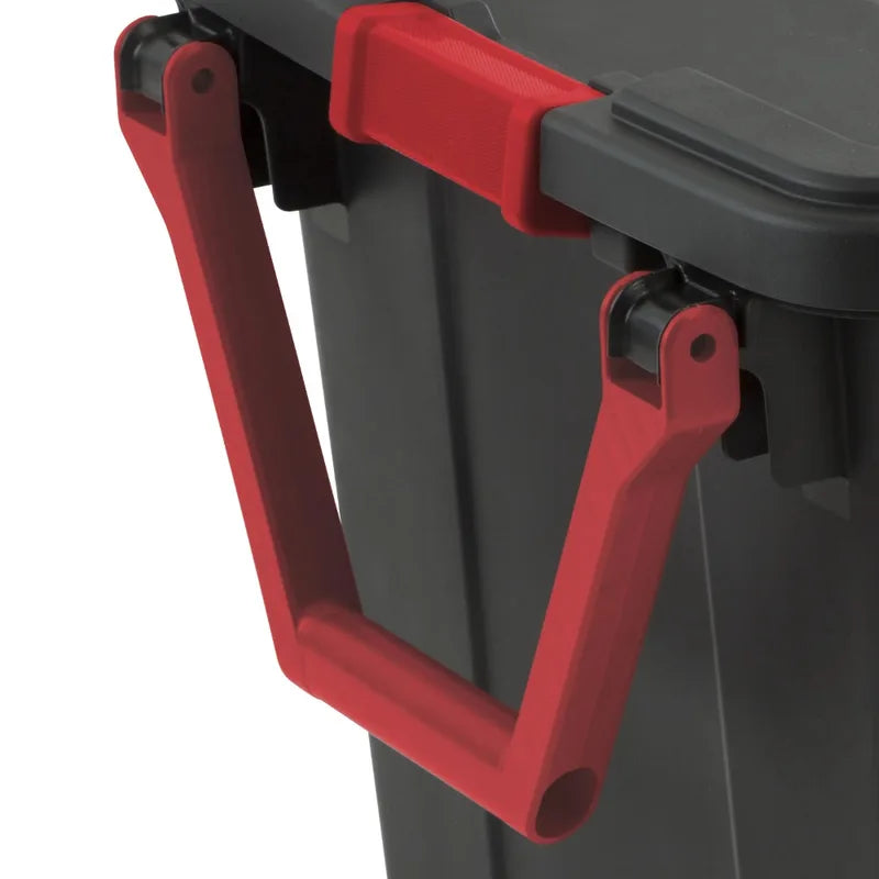 40 Gallon Wheeled Plastic Storage Bin - Heavy Duty Industrial Tote with Handle, Pack of 2