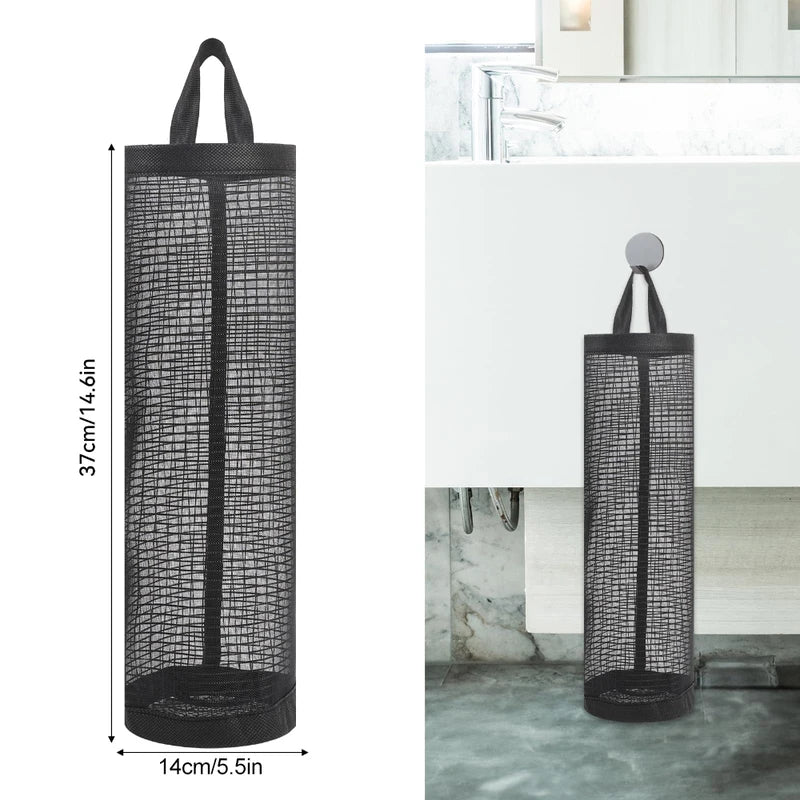 Wall Mount Plastic Grocery Bag Holder Dispenser Kitchen Storage Organizer