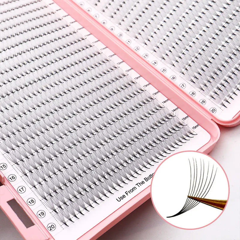 XXL Hybrid Premade Lash Fans for Eyelash Extensions Thin Root Pointed Stem