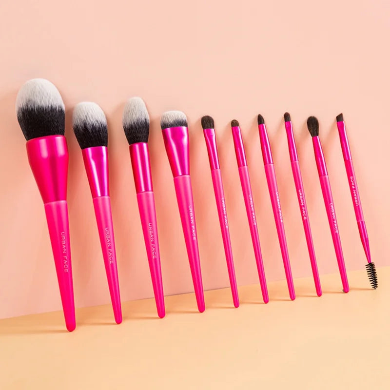 Set of 10 Makeup Brushes for Foundation Eyeshadow Lip & Eyeliner Application