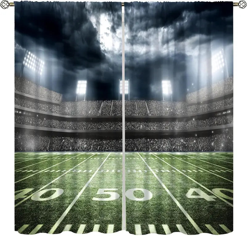 Soccer Ball Curtains for Bedroom Living Room - Sports Themed Window Drapes
