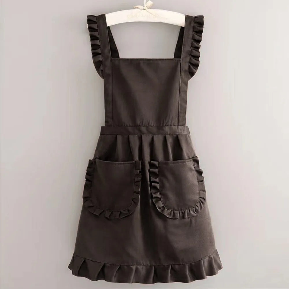 Waterproof Cotton Apron with Large Pockets - Korean Style Cooking & Art Apron