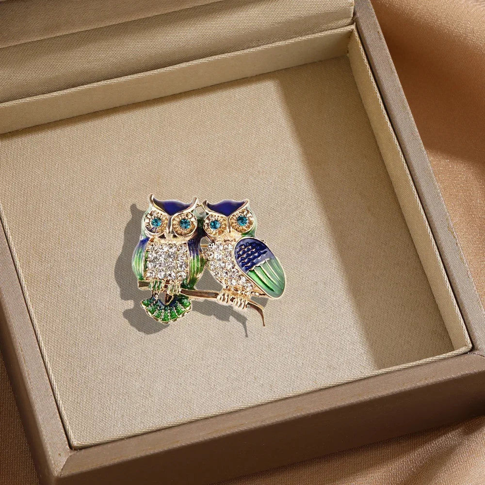 Owl Brooch Pin for Clothing Bags & Scarves - Rhinestone Animal Lapel Accessory