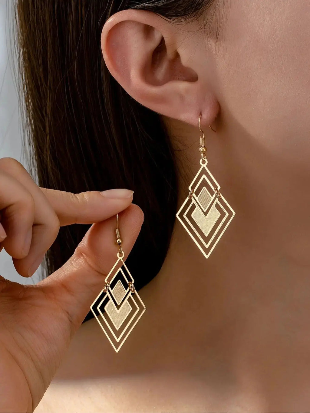Summer Hollow Diamond-Shaped Earrings - Fashionable Jewelry Accessory