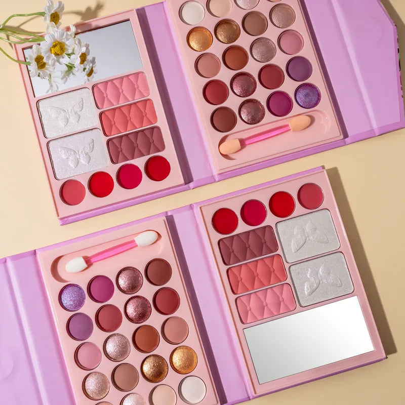 All-in-One Makeup Palette with Lipstick, Blush, Contour & Highlighter - Multicolor