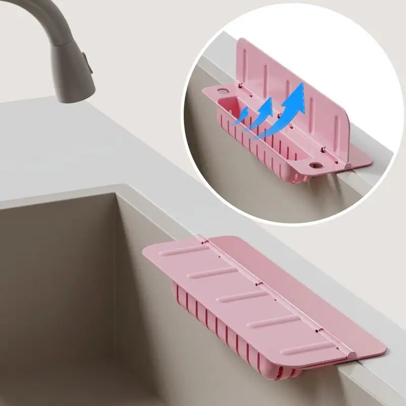 Foldable Silicone Sink Splash Guard with Storage - Waterproof Water Dam for Kitchen Washing