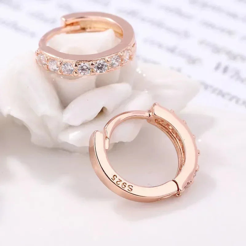 Elegant Silver Color Round Hoop Earrings for Women Wedding Jewelry Charm Sparkling Zircon