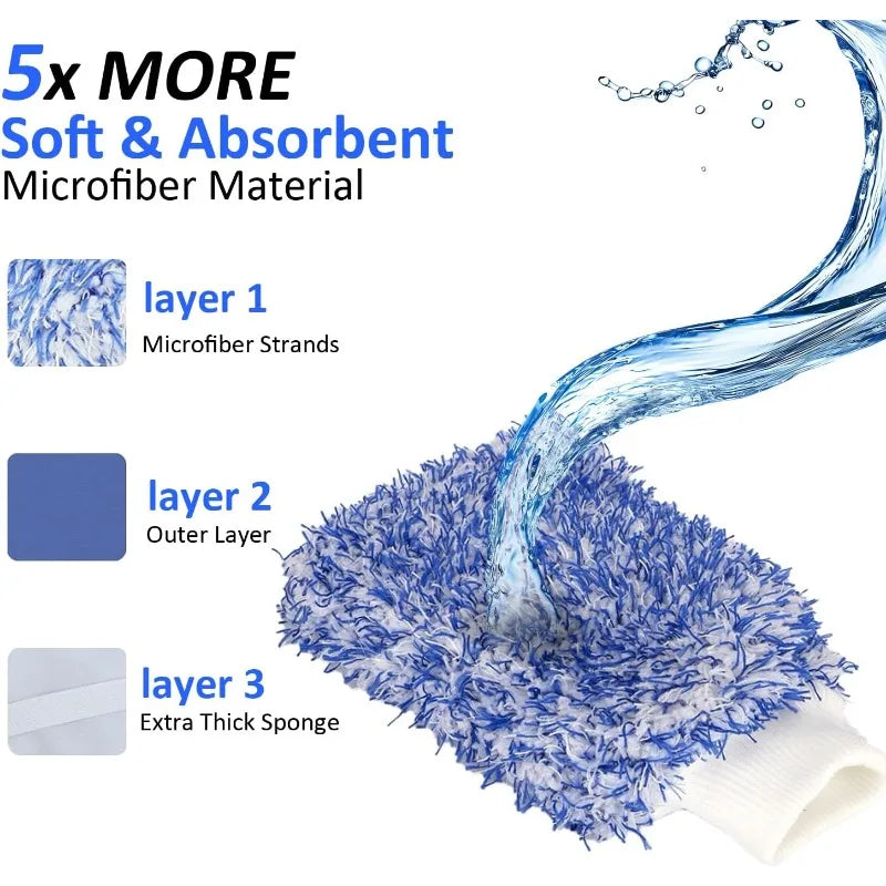 Car Wash Mitt Sponge with Soft Plush Fiber for Scratch-Free Vehicle Cleaning
