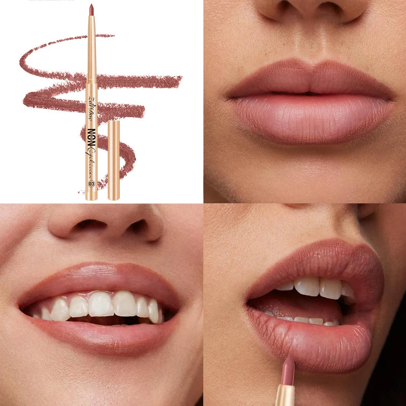 Lip Liner Pencil Set - Long Lasting Waterproof Smudge Proof Natural Finish 3 Colors
