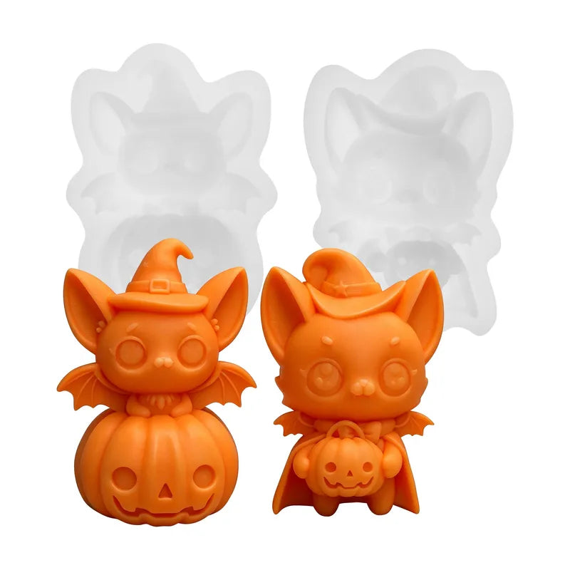Halloween Pumpkin Bat Silicone Mold for Candle Making & Crafts - DIY Plaster Casting