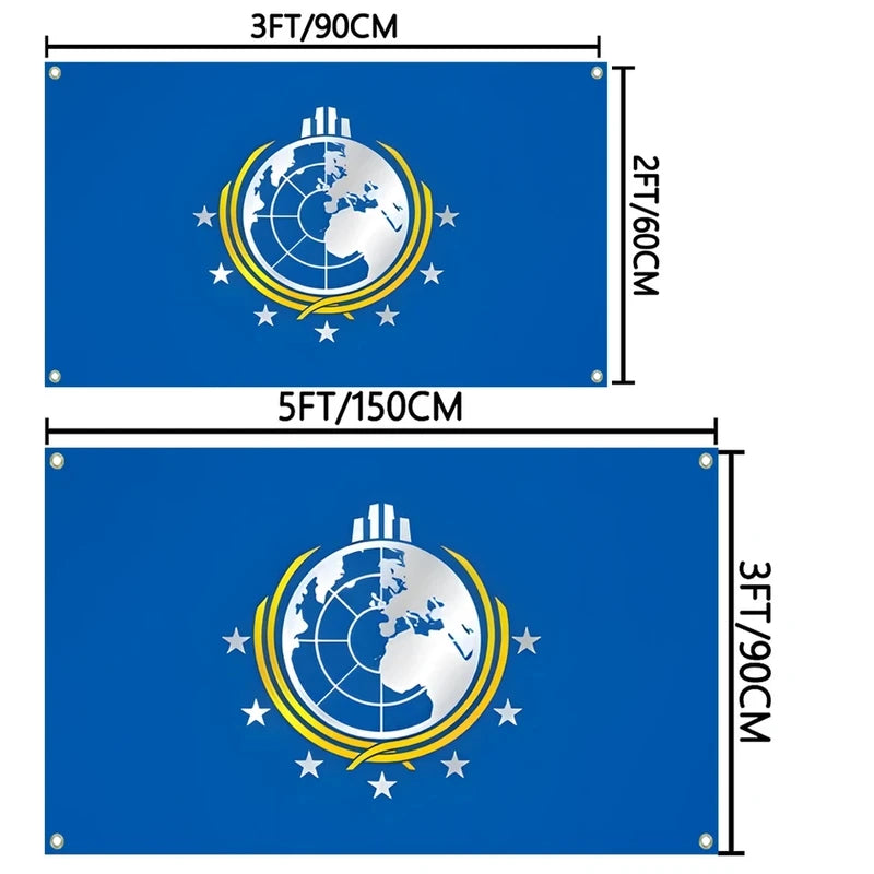Outdoor Garden Flag - Helldivers Super Earth Banner 3x5ft & 2x3ft Polyester