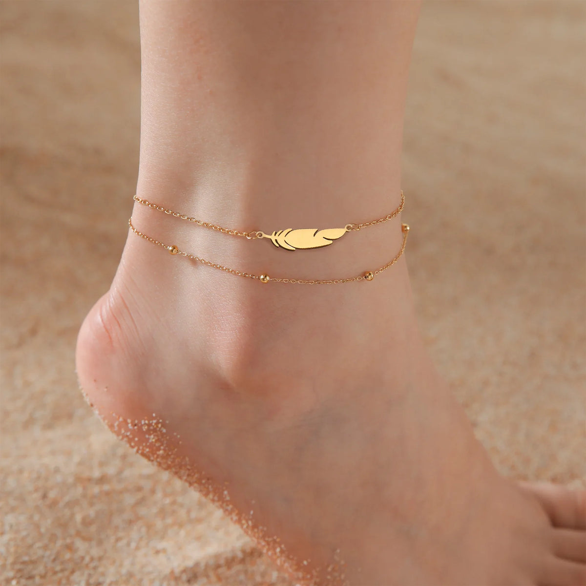 Simple Silver Anklet with Snake Bone Blade Design - Summer Fashion Jewelry