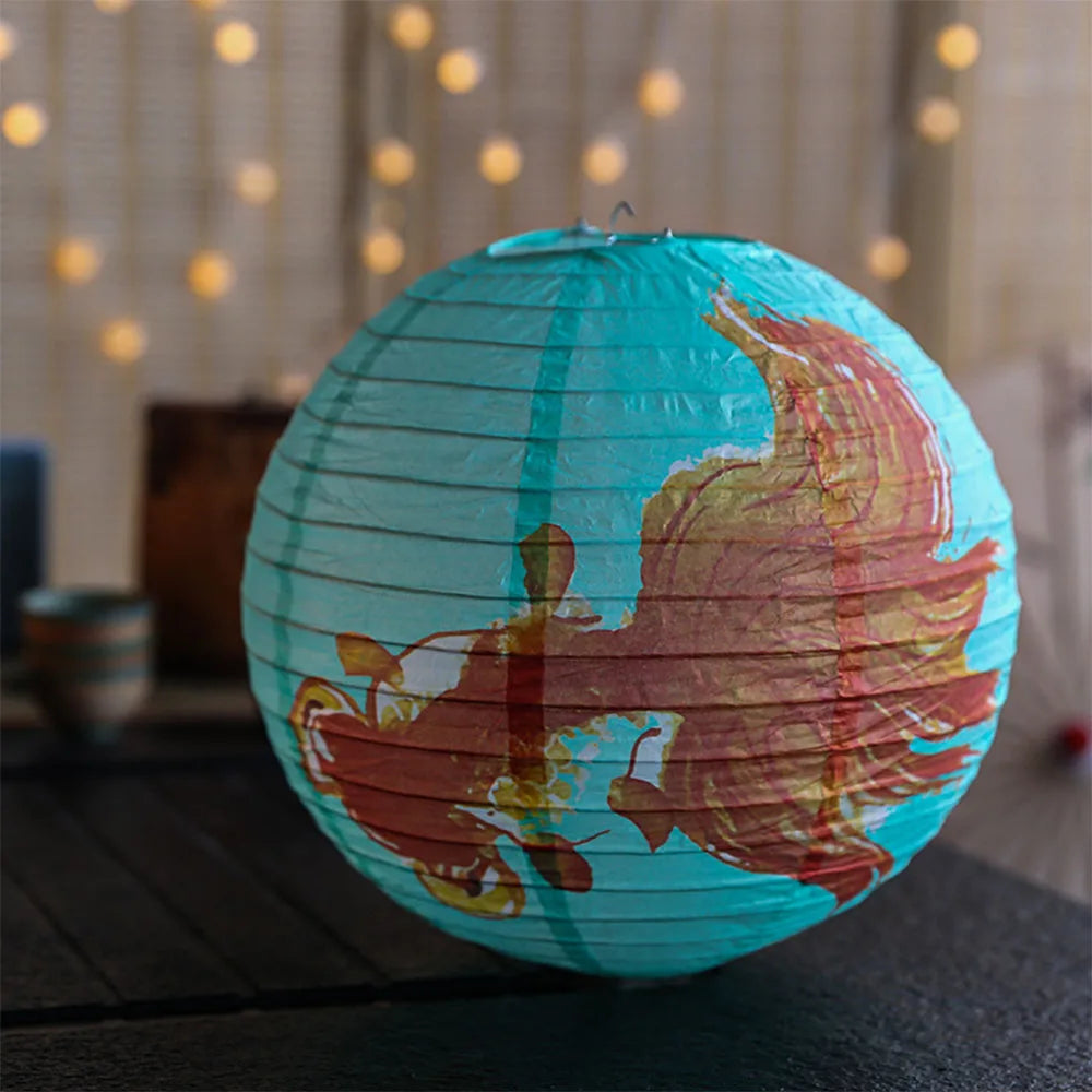 12-Inch Flower Printed Paper Lantern Chinese Japanese Style DIY Party Decor