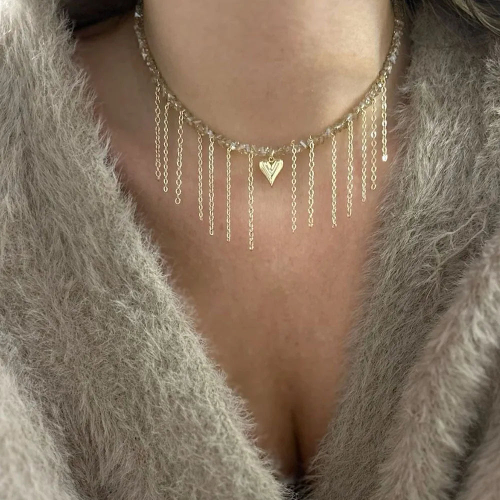 Multilayer Tassel Chain Pendant Necklace for Women Vintage Bridal Jewelry