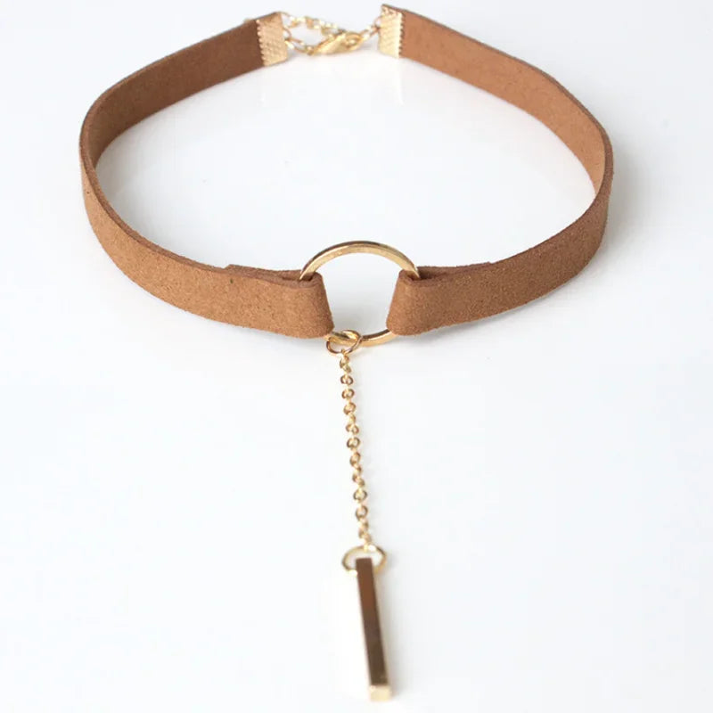 Dainty Velvet Choker Necklace for Women - Boho Circle Pendant Jewelry