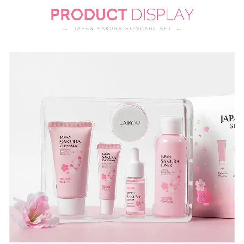 Facial Care Set with Cleanser, Toner, Serum, Eye Cream & Face Cream - Travel Size
