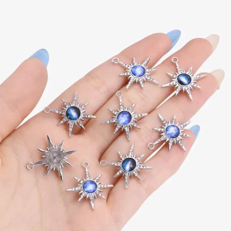 10Pcs Fashion Crystal Zircon Star Pendant Necklace Set for Women Jewelry DIY