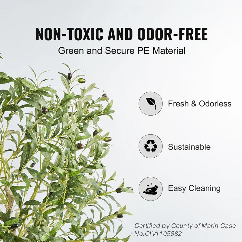 Artificial Olive Tree 4-6FT Tall Faux Plant with Anti-Tip Design for Home & Garden
