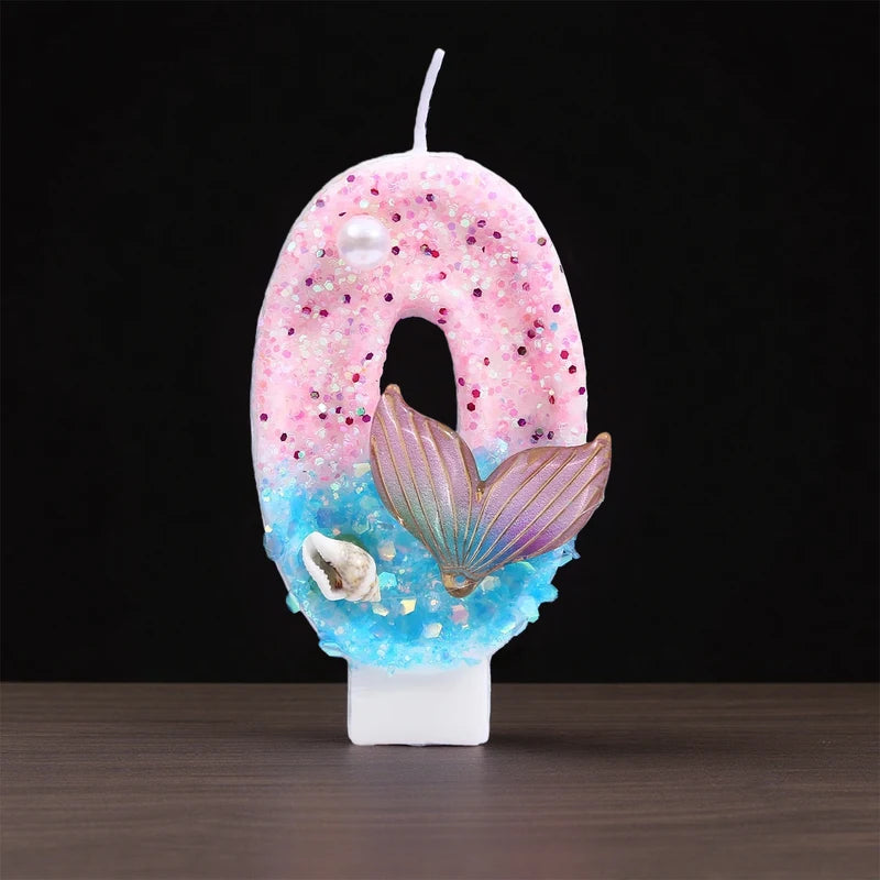 Digital Birthday Candles - Pink Blue Gradient Shell Design for Cake Toppers