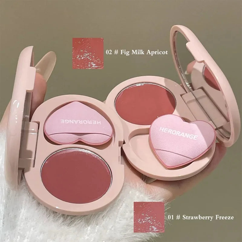 2-in-1 Lip & Cheek Makeup Palette Water Light Blush with Puff - Multiple Colors