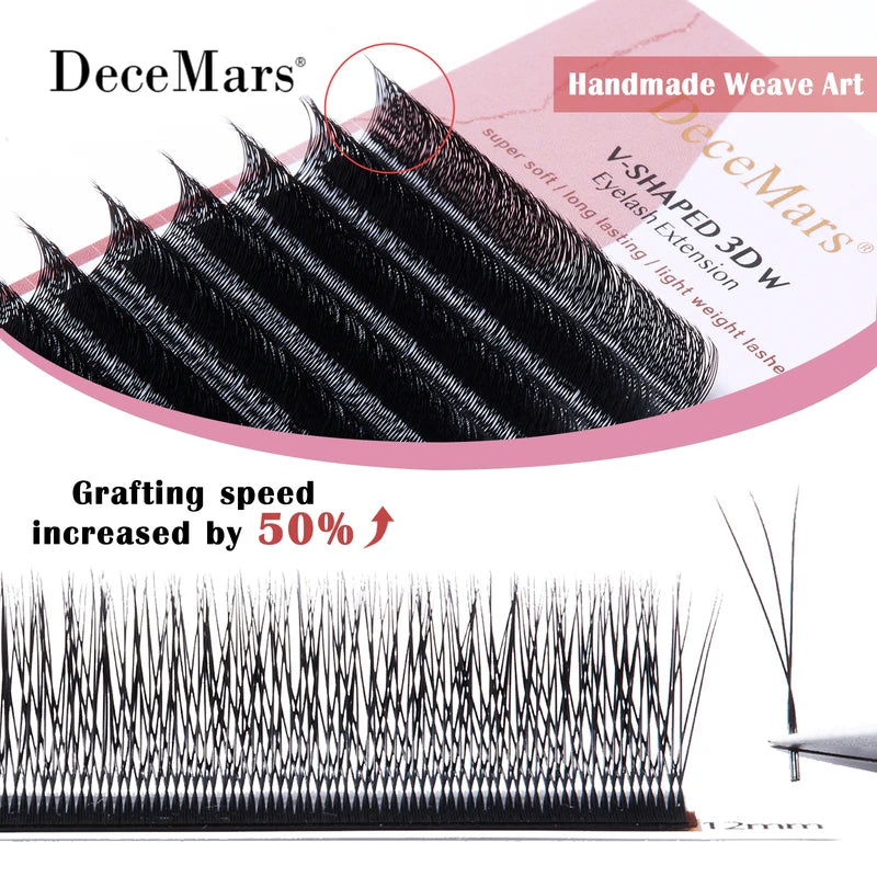 3D Eyelash Extension Tray - Matte Black V-Shaped Eyelash Fans 12 Rows