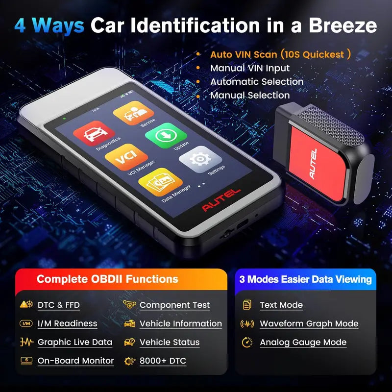 Automotive Diagnostic Scanner with CAN FD Support - Full System OBD2 Code Reader for Cars