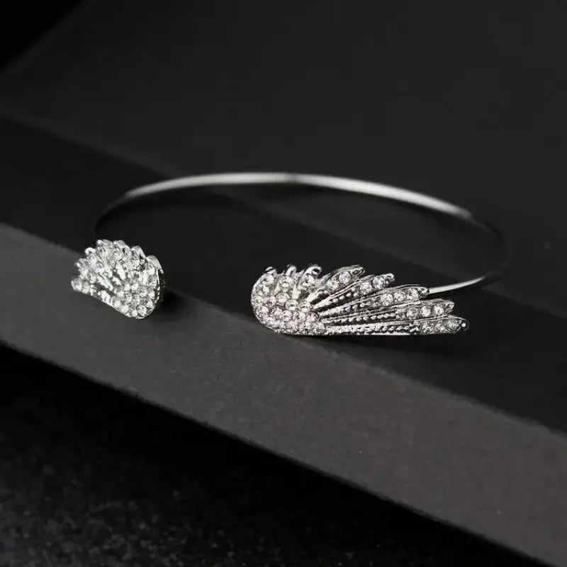 Angel Wings Bracelet for Women Adjustable Silver Feather Jewelry Gift