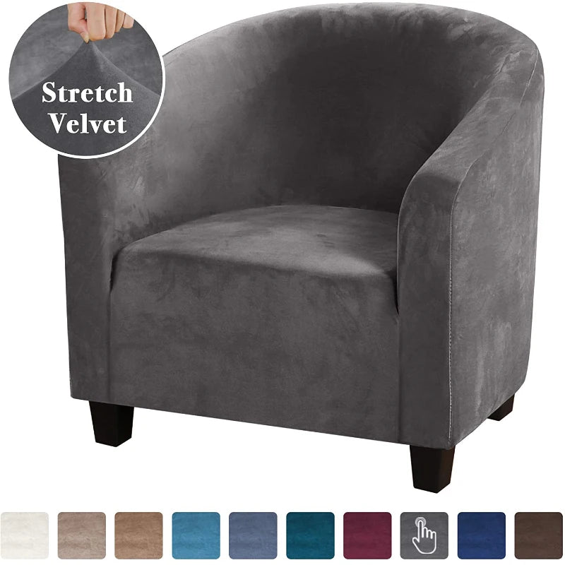 High Stretch Velvet Sofa Cover for Tub Chairs - Skid-Resistant Furniture Protector