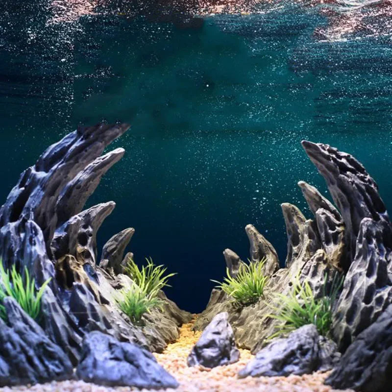 Resin Aquarium Decoration Fish Tank Canyon Ornament Set - 2pcs