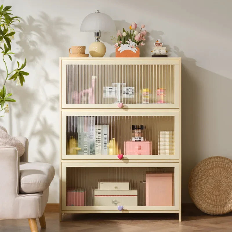 Multi-Layer Clamshell Storage Cabinet for Household Living Room and Bedroom Organization