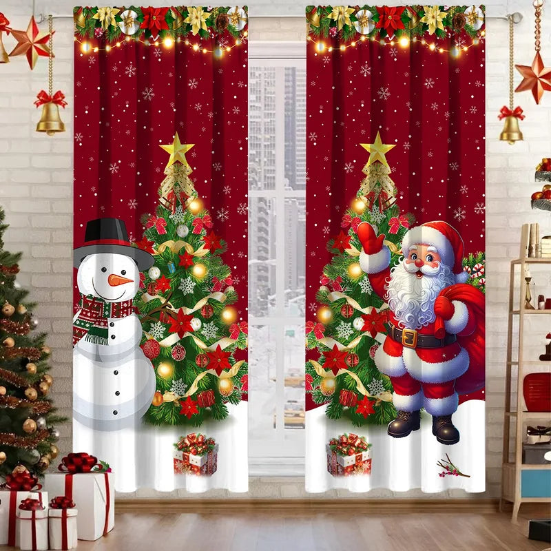 Christmas Curtain Decorations for Holiday Home Decor - 1/2pcs Xmas Window Ornaments