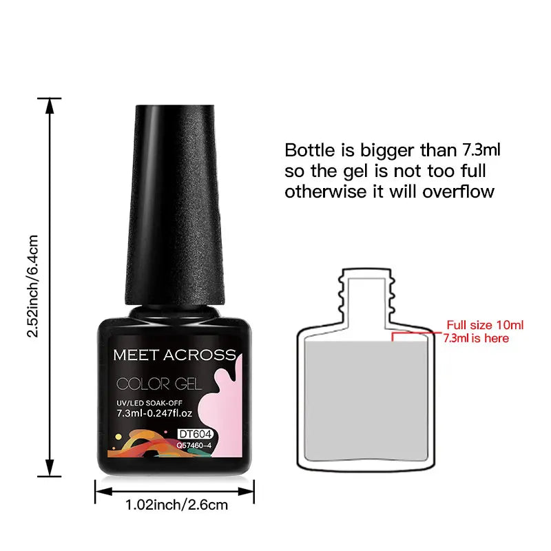 7.3ml Nail Gel Polish Kit Semi Permanent Manicure DIY Nail Supplies Base Top Coat
