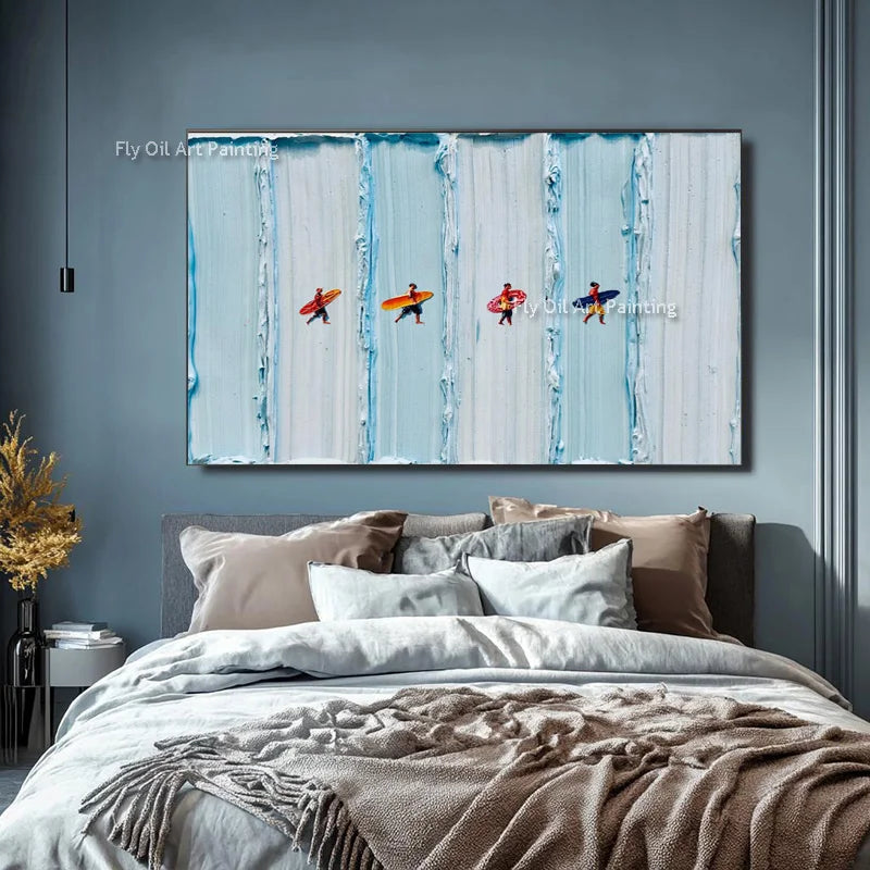 Abstract Countryside View Canvas Wall Art - Thick Oil Painting for Home Decor