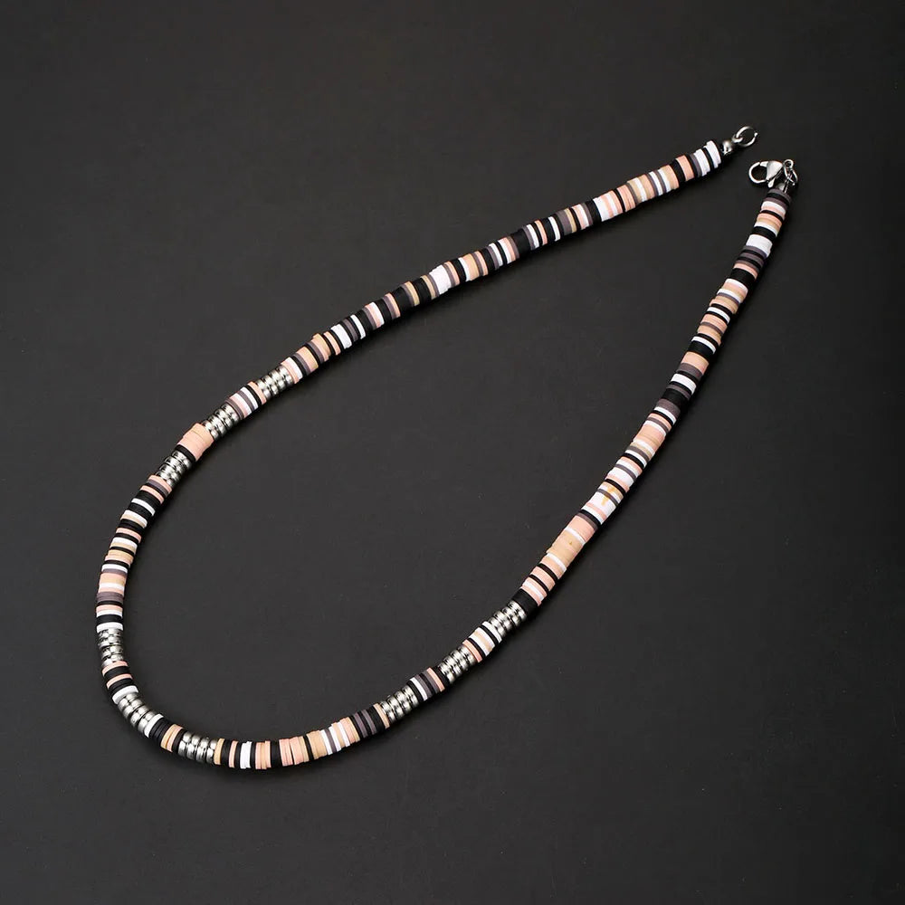 Geometric Bohemian Necklace for Men and Women - Soft Polymer Beads Jewelry