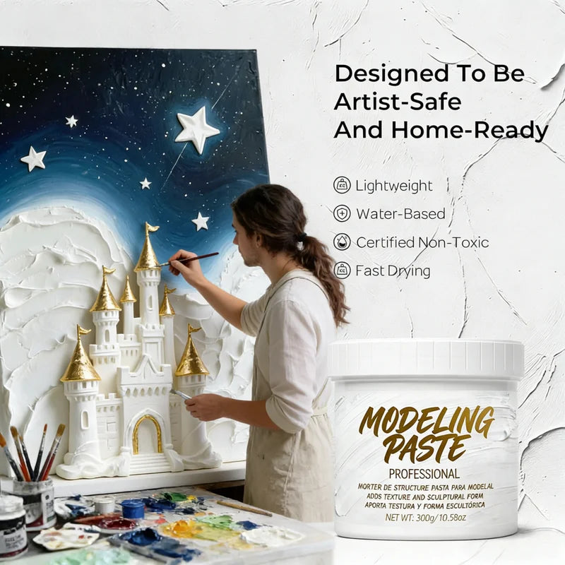 300g Textured Modeling Paste for Artists - Quick-Dry, No-Crack Acrylic Medium
