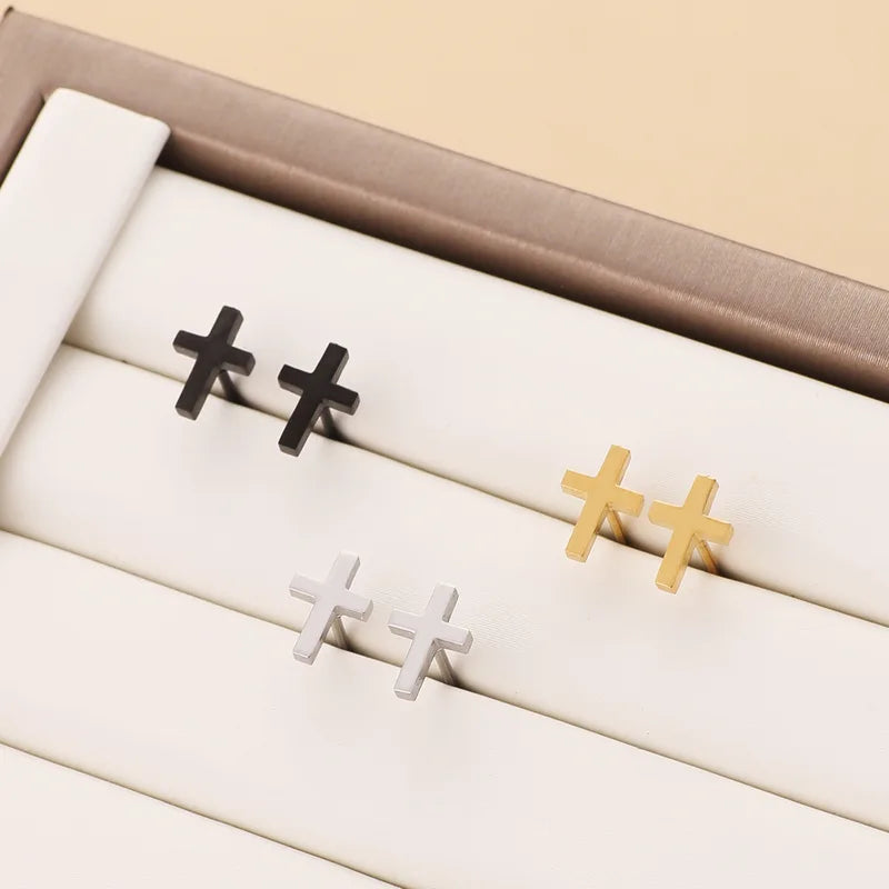Fashion Stainless Steel Cross Earrings for Women Men - Small Gift Jewelry