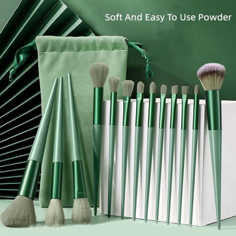 13-Piece Makeup Brush Set with Soft Synthetic Fibers for Face & Eyes