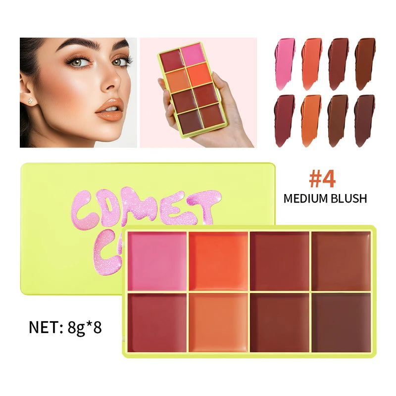 Cream Eye Shadow & Highlighter Palette - Matte & Shimmer Finishes - Long-Lasting Cosmetics