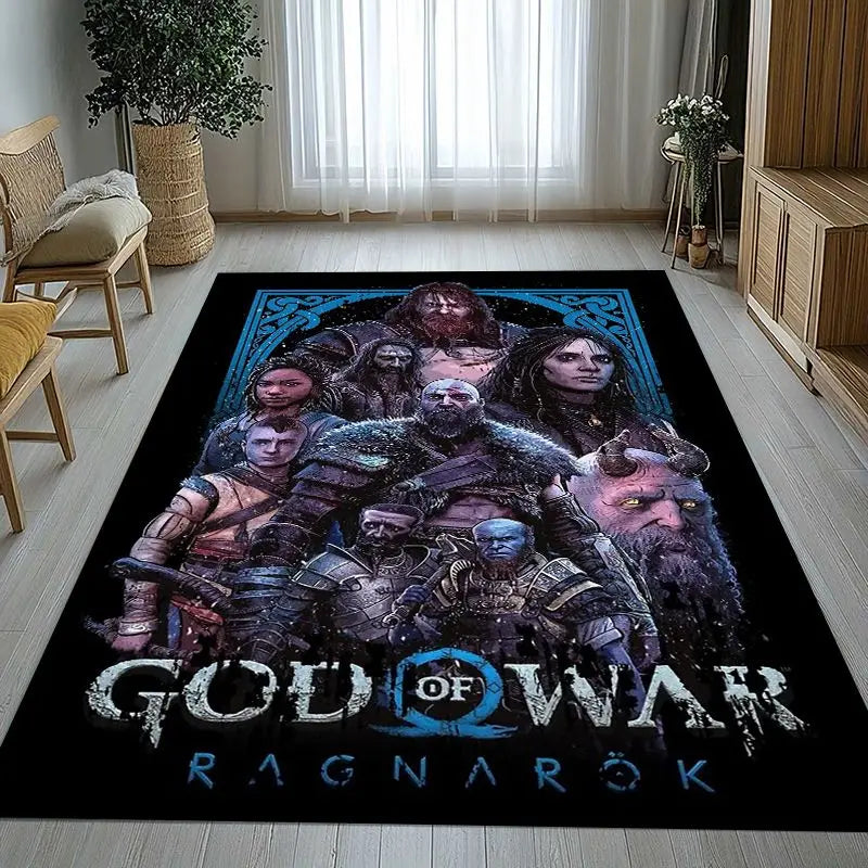 God of War Kratos Area Rug Non-Slip Soft Carpet for Living Room Bedroom Kids Playroom