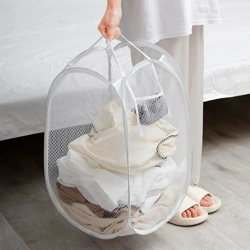 Large Foldable Skeleton Clothes Basket with Ventilated Design – Portable & Spacious Storage