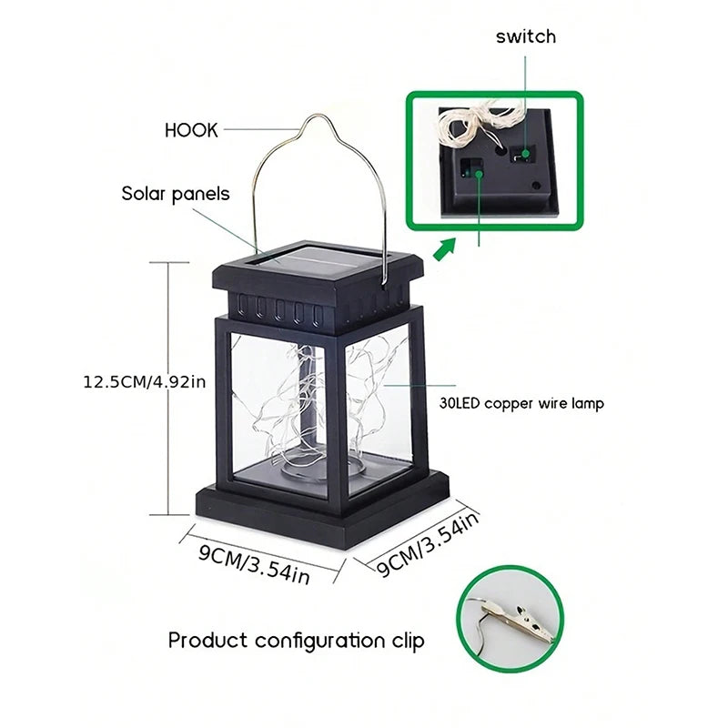 Outdoor Solar Lantern Waterproof Hanging LED Light for Garden Patio Yard Decor