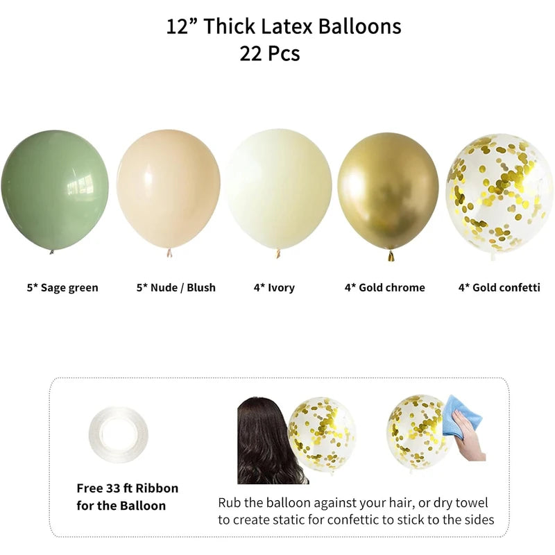 Green Birthday Party Decorations Banner Balloons Kraft Paper Set - Happy Birthday