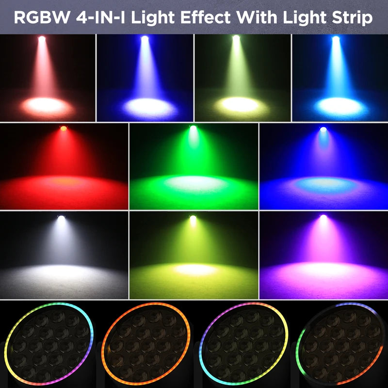220W RGBW LED Moving Head Stage Lights with Zoom & Light Strip for DJ KTV Party