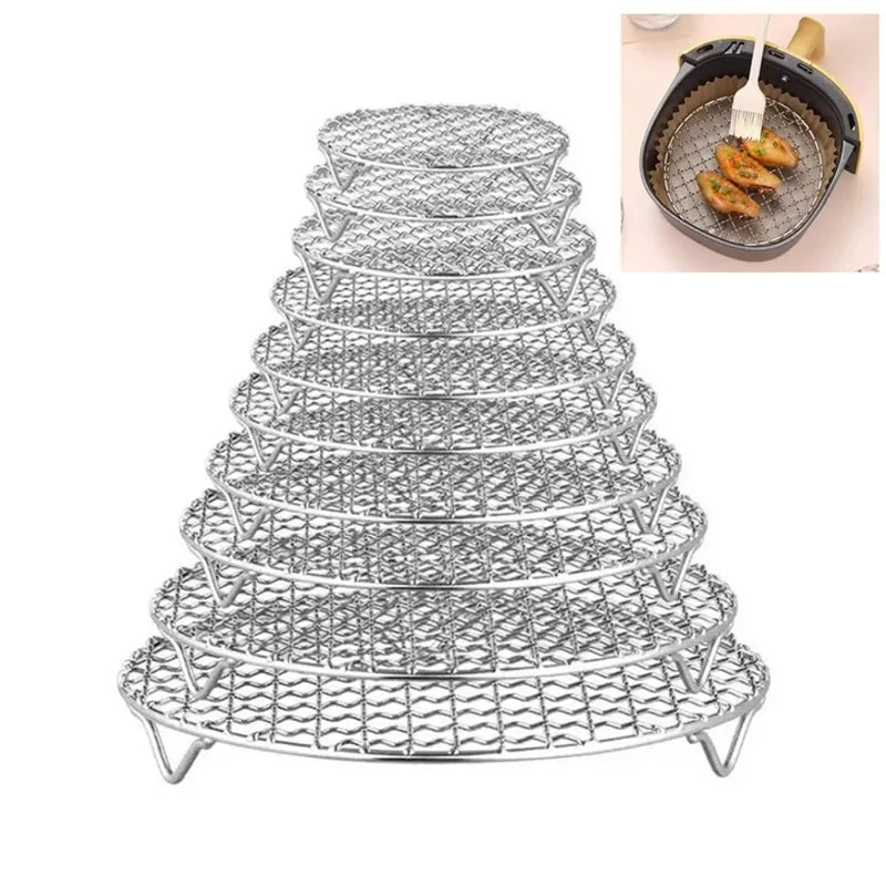 Stainless Steel Stackable Air Fryer Rack Set with Foot Grid for Oven and Steamer
