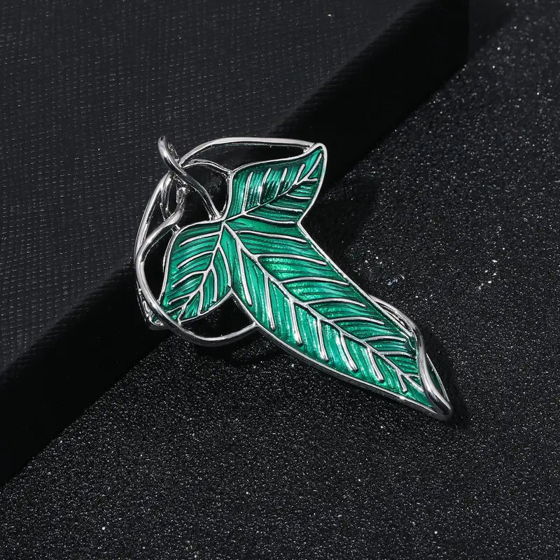 Elf Leaves of Lorien Brooch Pin Enamel Badge Tolkien Movie Jewelry