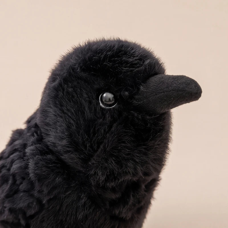 Kawaii Black Crow Plush Toy - Realistic Bird Soft Doll for Kids & Adults