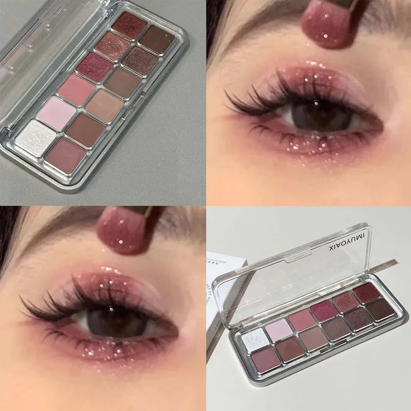 12-Color Eyeshadow Palette with Matte & Shimmer Shades for Daily Makeup